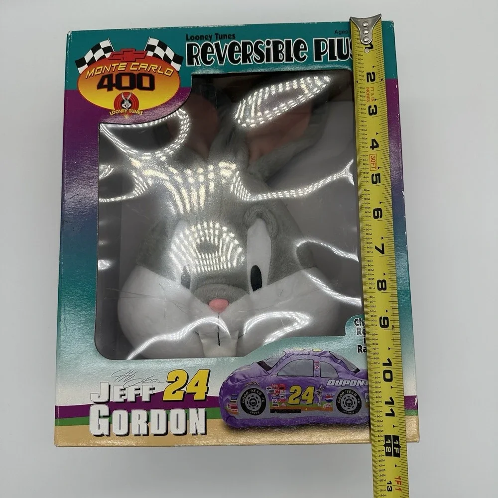 Vintage Bugs Bunny Jeff Gordon Reversible Race Car Plush NASCAR Looney Toons NIB